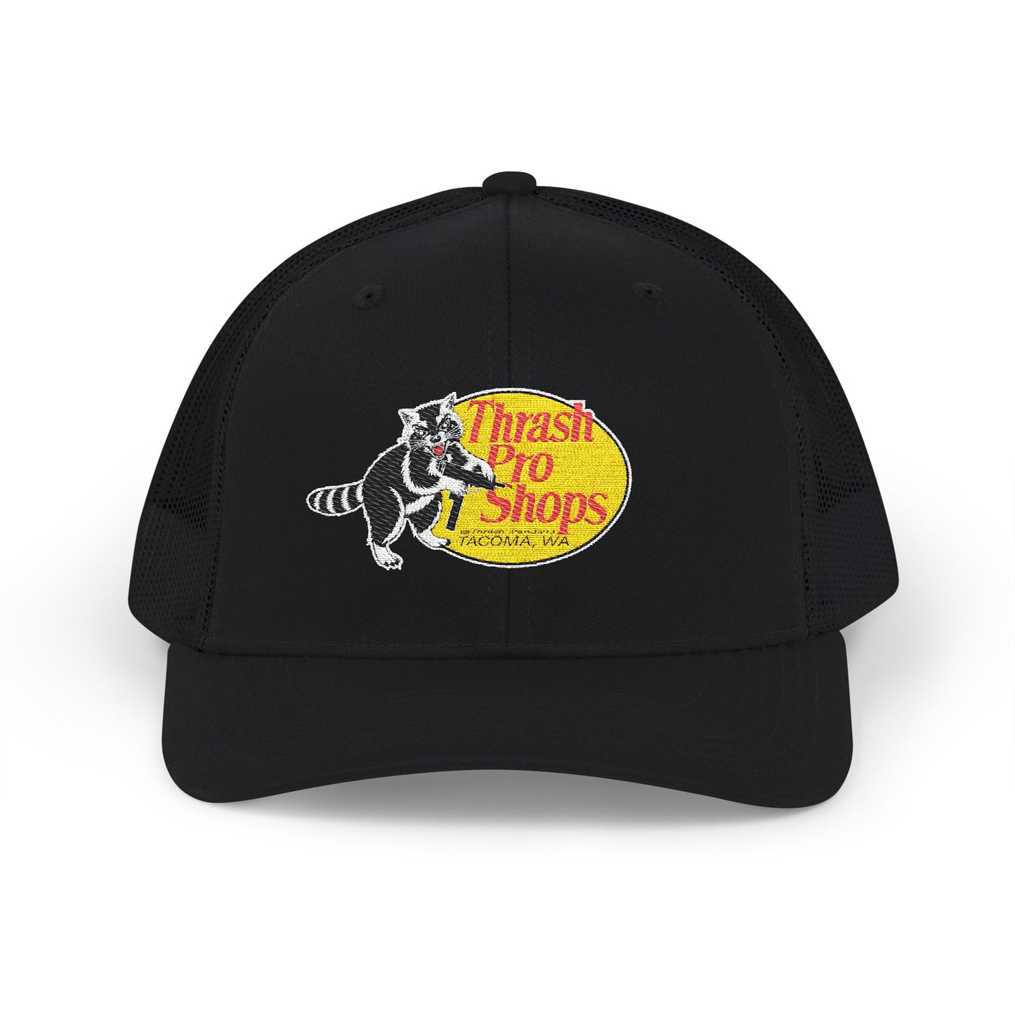 Snapback Trucker Cap – Vintage 'Thrash Pro Shops' Raccoon Logo Hat